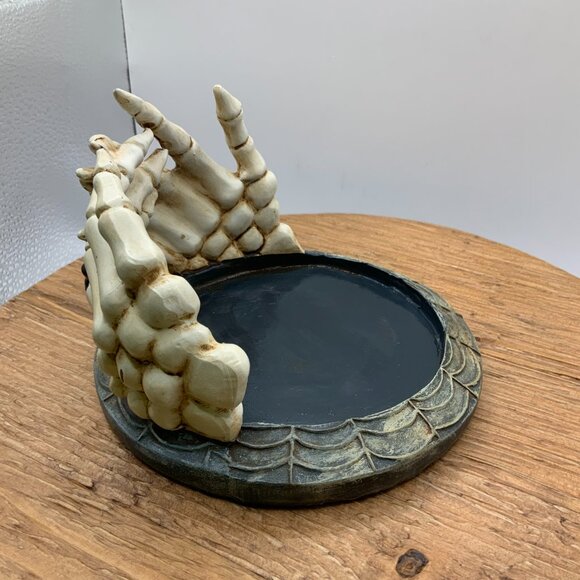 Yankee Candle Halloween Skeleton Bones Hands Spider Web Base Jar Candle Holder - Picture 6 of 6